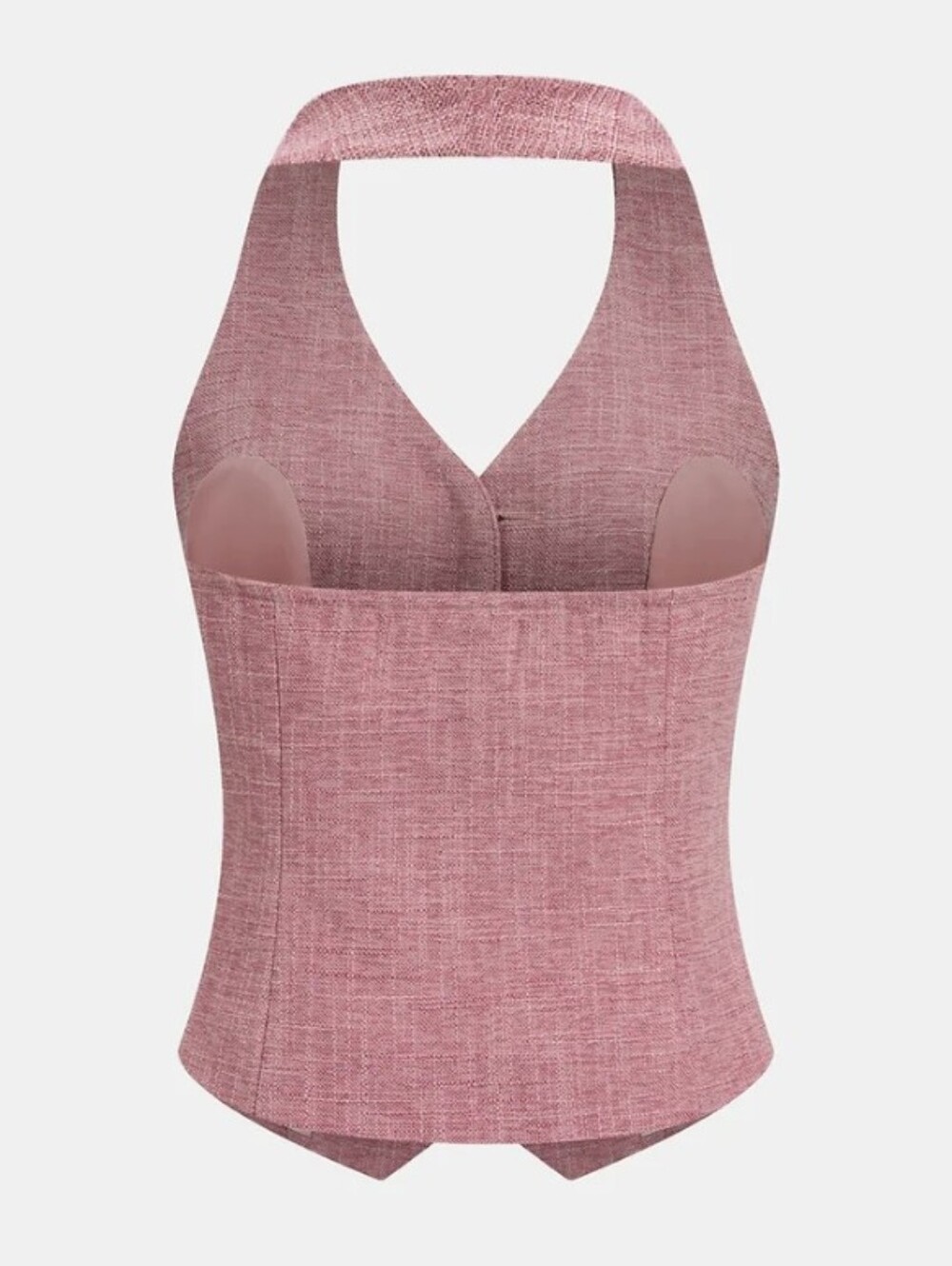 Commense Halter Neck Vest Top + Wide Leg Pantsuit 2-PC Set Pink S NWT - Picture 4 of 8
